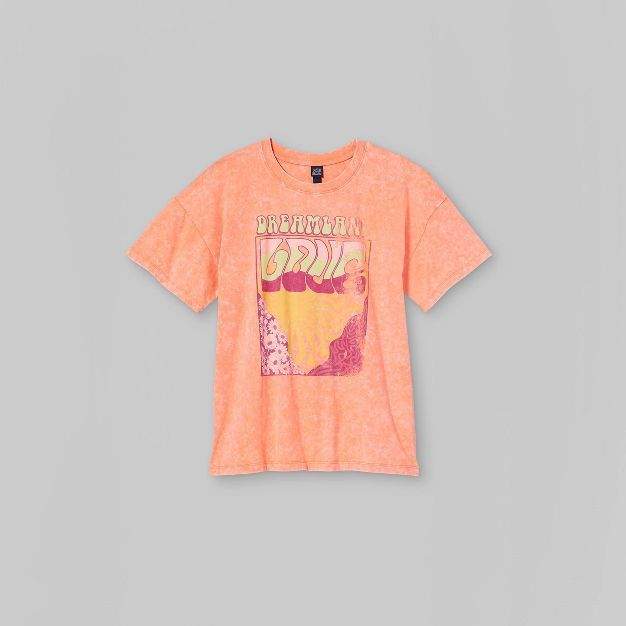 Short Sleeve Oversized T-Shirt - Wild Fable™ Peach Orange Letters | Target