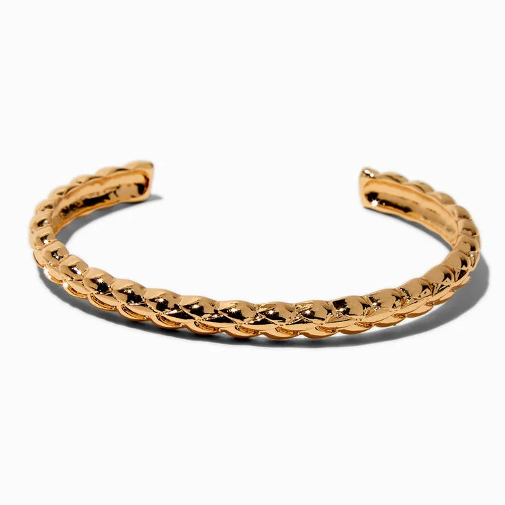 Gold-tone Quilted Cuff Bracelet | Claire's (UK)