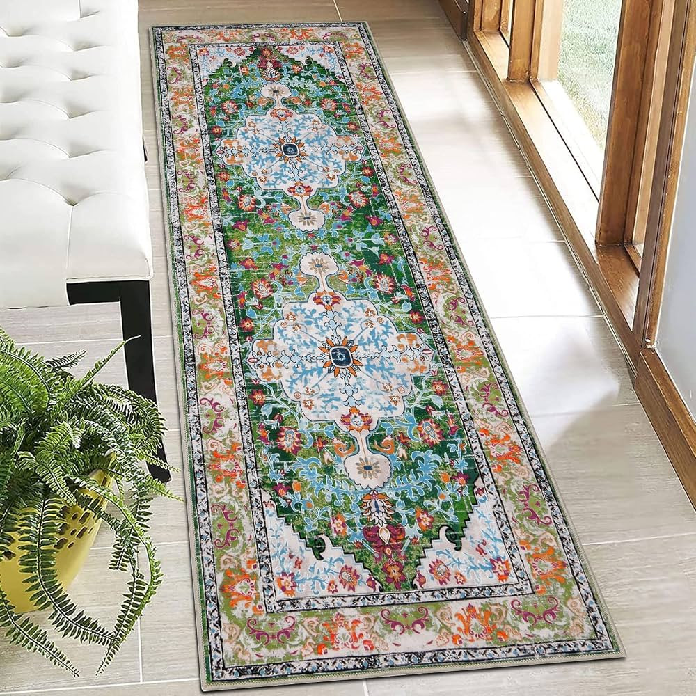 U'Artlines Boho Hallway Runner Rug 2' x 6' Vintage Farmhouse Laundry Rug Runner Accent Area Rug C... | Amazon (US)