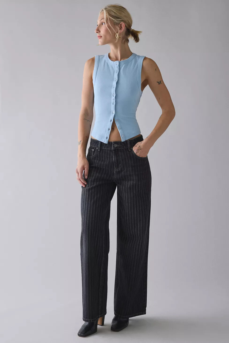 The Ragged Priest Pinstripe Release Low-Rise Baggy Jean | Urban Outfitters (US and RoW)