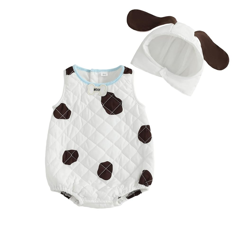 Toddler Baby Girl Boy Dog Halloween Costume Quilted Spots Sleeveless Vest Tops Hooded Dog Romper ... | Amazon (US)