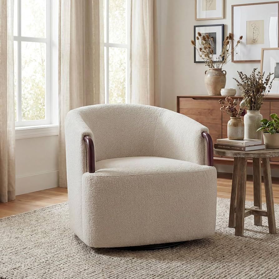 Christopher Knight Home Shiza Modern Swivel Chair with Solid Wood Base, Comfy Swivel Accent Chair... | Amazon (US)