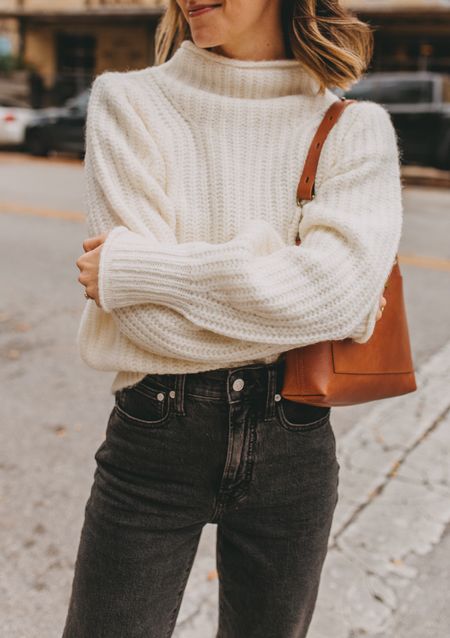 50% off sale items & 40% off site-wide at @Madewell! Wearing size small, this one is a beauty😍and SO cozy! Not itchy, either. Jeans fit TTS, wearing 24.✨ #ad #madewellpartner #everydaymadewell

#LTKitbag #LTKsalealert #LTKunder100