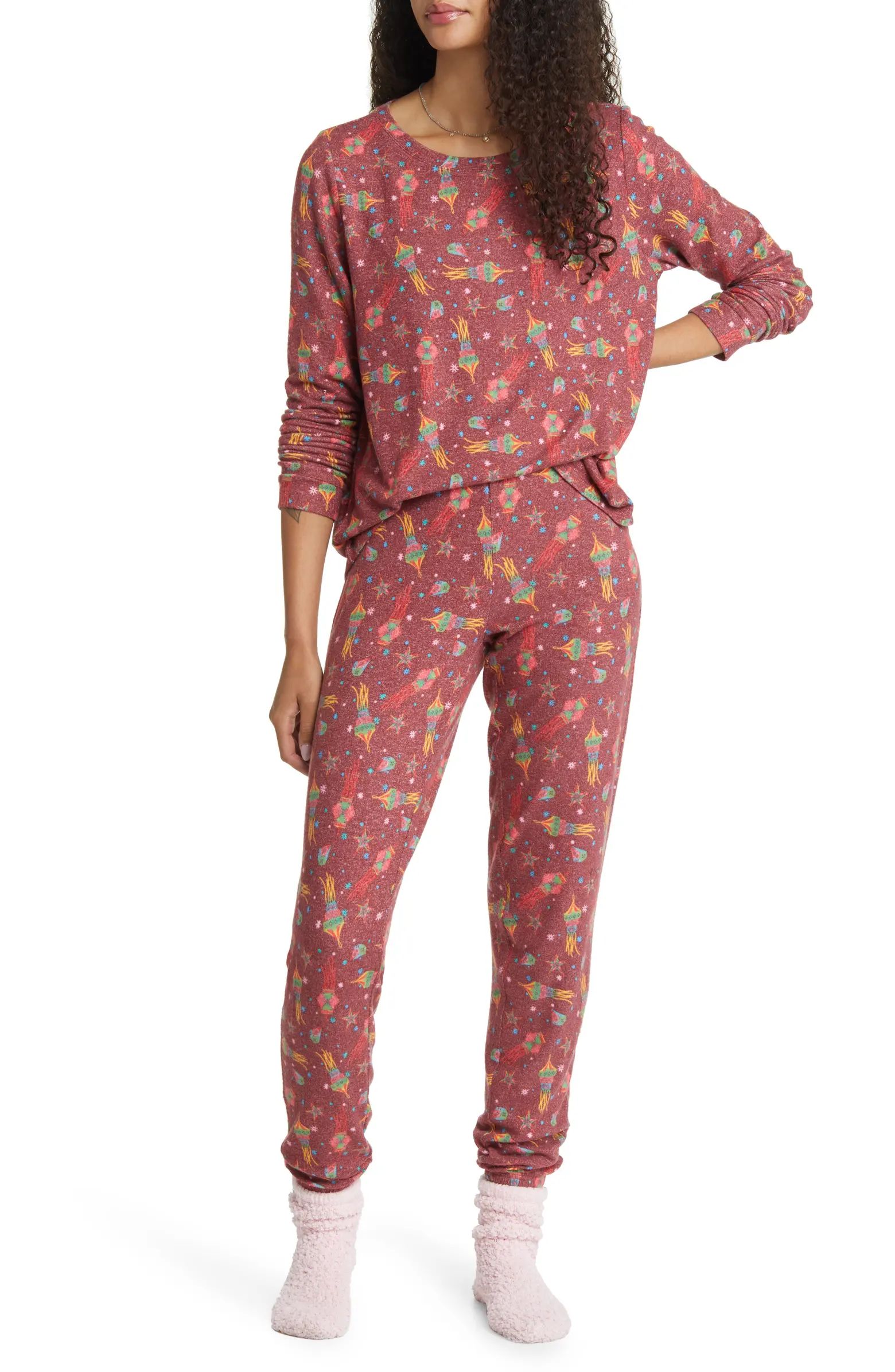 Comfy Print Brushed Knit Pajamas | Nordstrom
