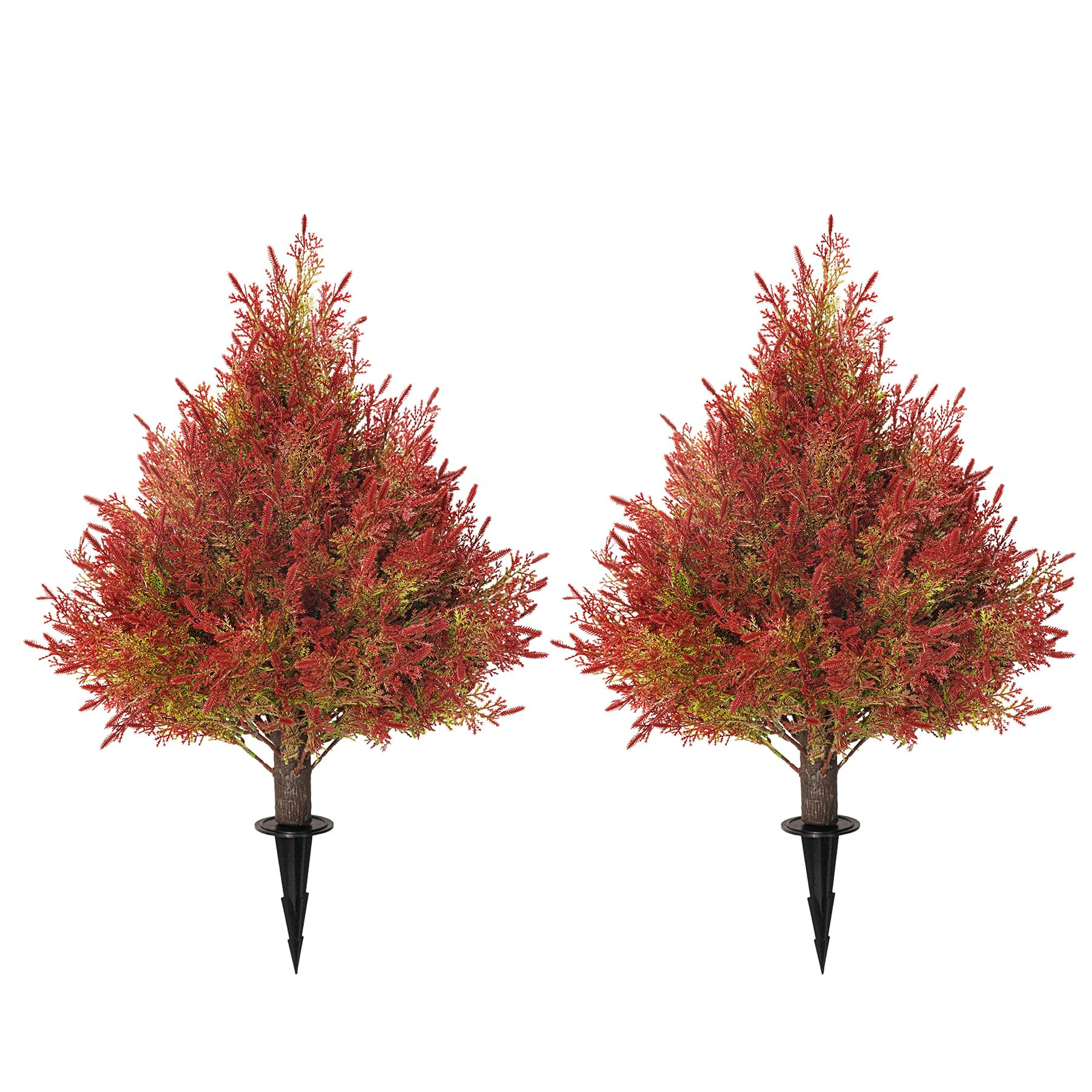 Artificial Topiary Trees with Ground Spike Two 24" Tall UV Resistant Faux Shrubs Fake Plant Artif... | Amazon (US)
