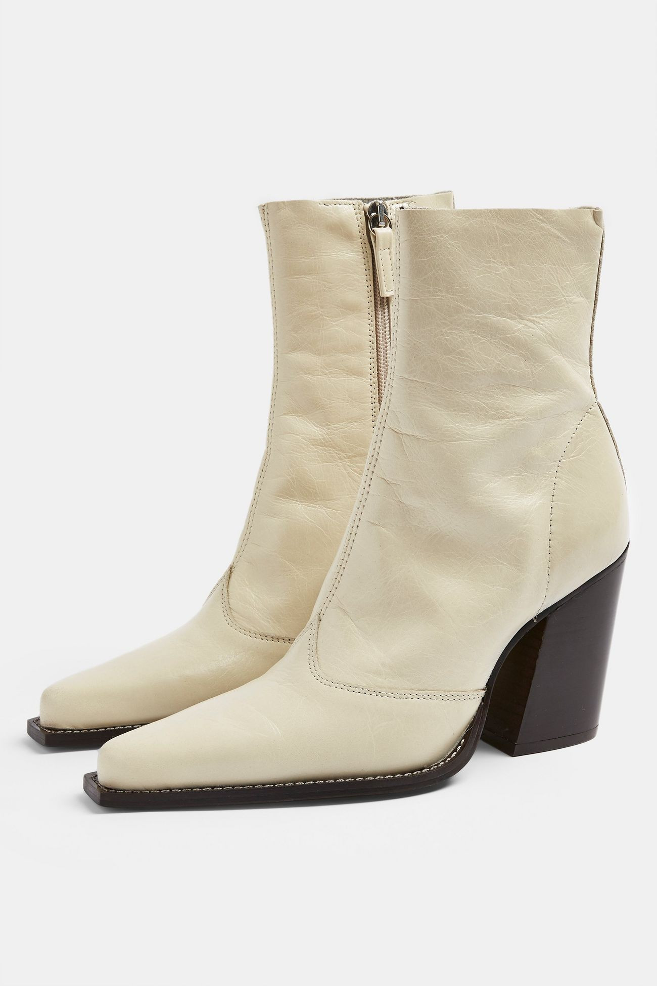 HUNGARY Ecru Leather Western Boots | Topshop US