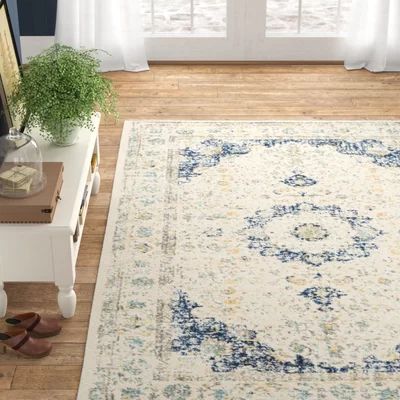 Margaret Ivory/Blue Area Rug Rug Size: Rectangle 2'2" x 4' | Wayfair North America