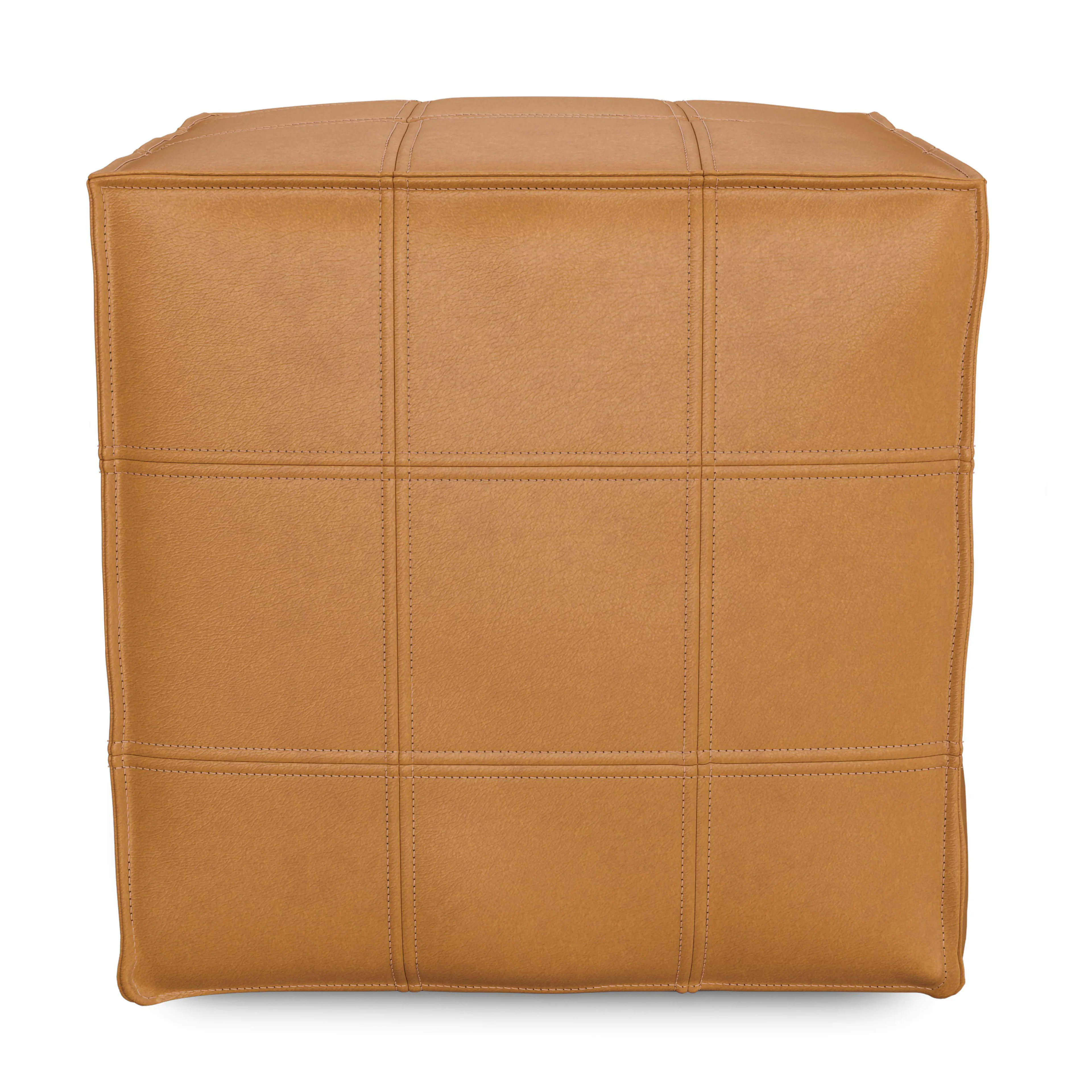 Nash 18" Leather Pouf - Taos Tan | Article