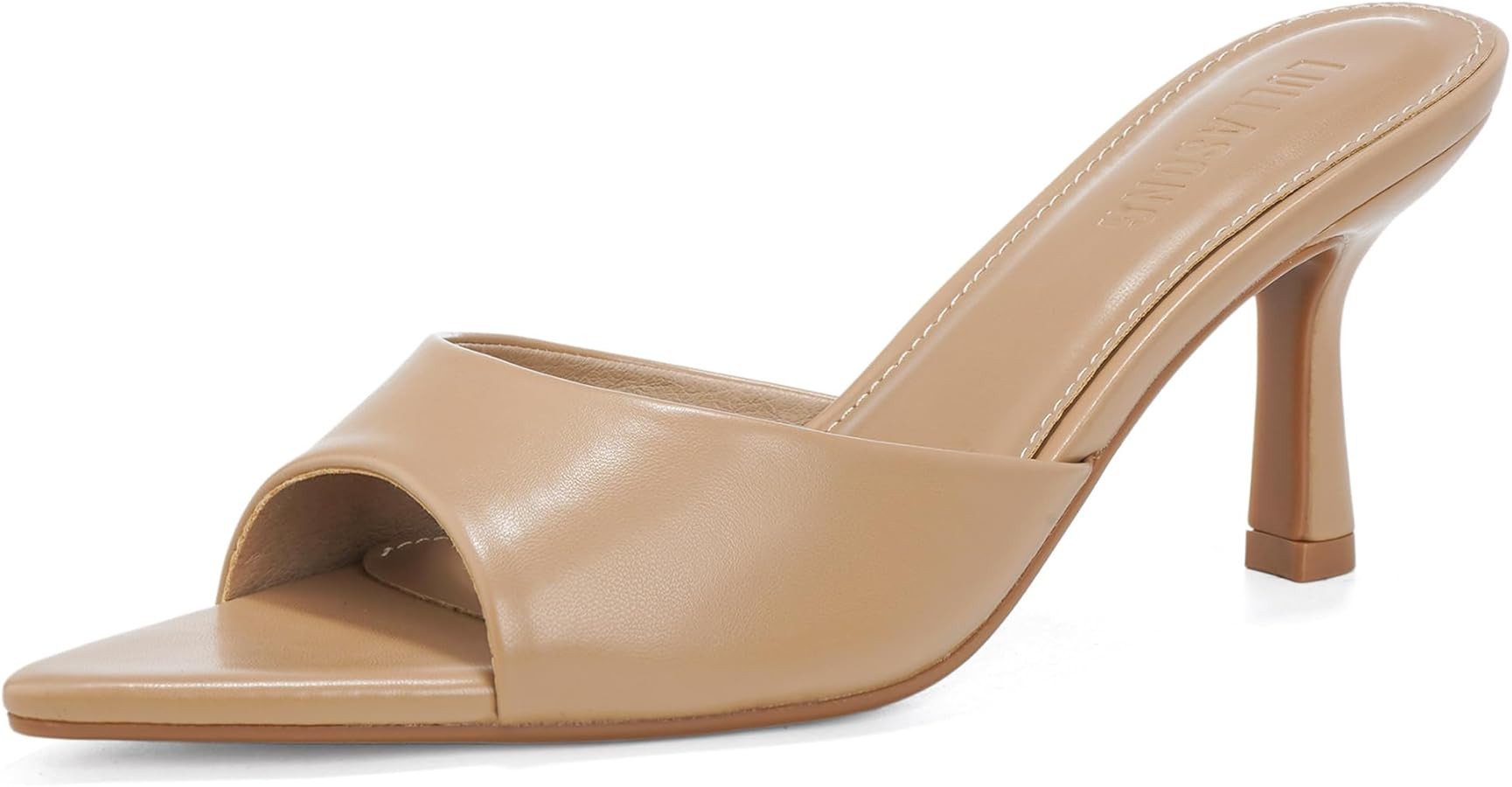 Women's Kitten Heels Open Pointed Toe Slip On Heels Mid Heeled Sandals for Women | Amazon (US)