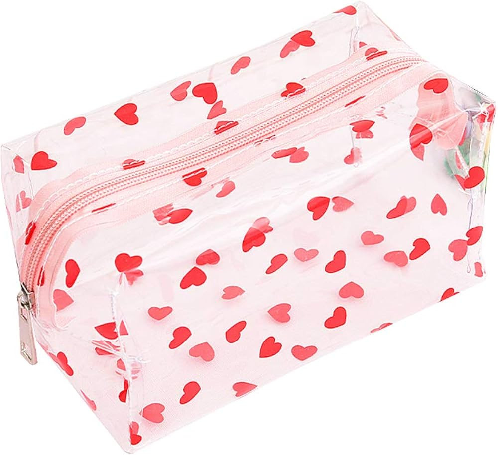 Cute Crystal Clear Cosmetic Bags, Travel Toiletry Clear Makeup Bags, Portable Makeup Brushes Kit ... | Amazon (US)