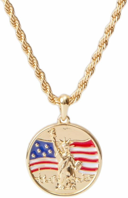 USA 250th Anniversary Necklace For Women 18K Gold Plated 3D Eagle American Flag Necklace For Men ... | Amazon (US)