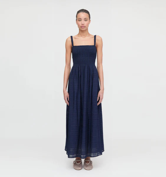 The Anita Nap Dress - Navy Sheer Plaid | Hill House Home US