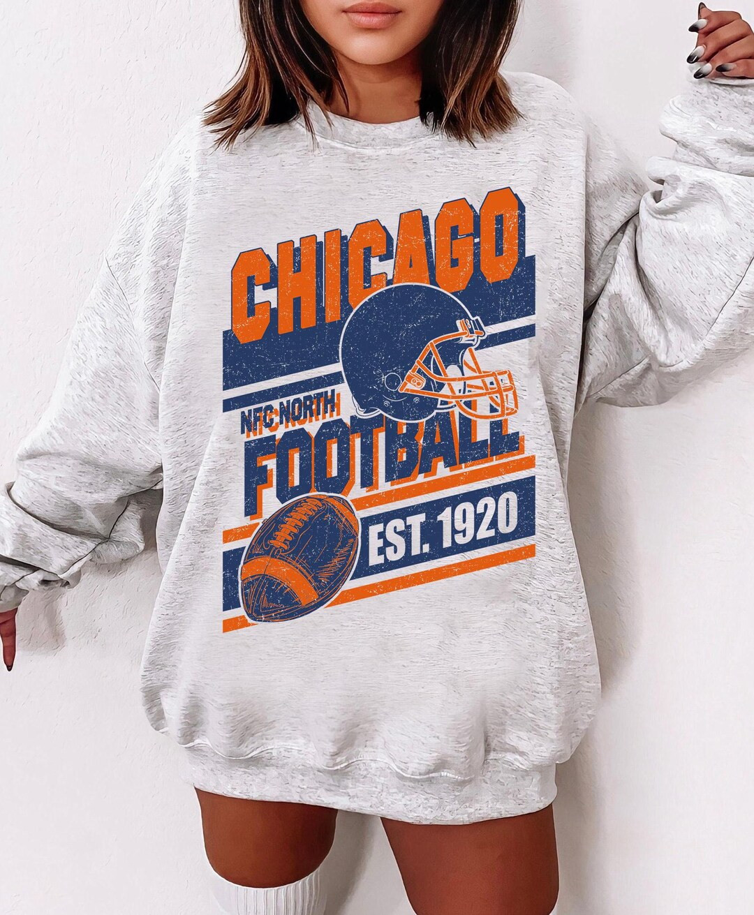 Vintage Style Chicago Football Sweatshirt, Game Day Shirt, Chicago Team Football Shirt, Sunday Ch... | Etsy (US)