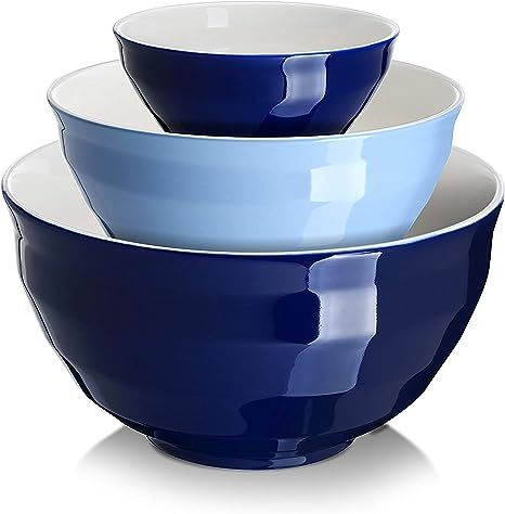 DOWAN Ceramic Mixing Bowls for Kitchen, Large Sering Bowls, 4.25/2/0.5 Qt, Set of 3, Versatile Ne... | Amazon (US)