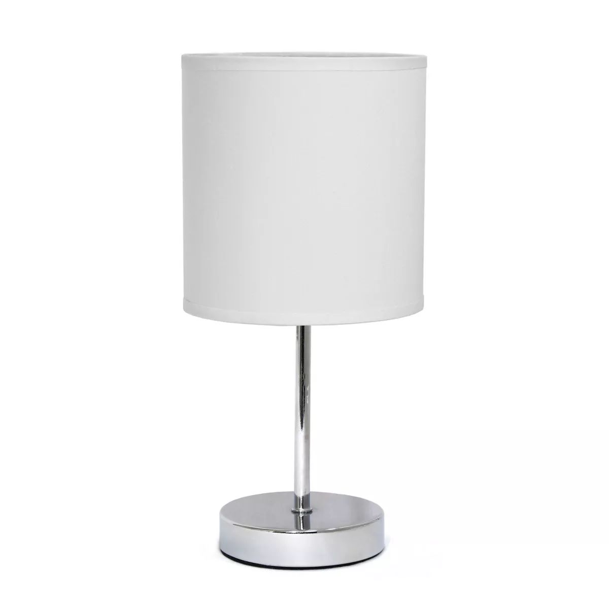 11.81" Traditional Petite Metal Stick Bedside Table Desk Lamp in Chrome with Fabric Shade - Creek... | Target