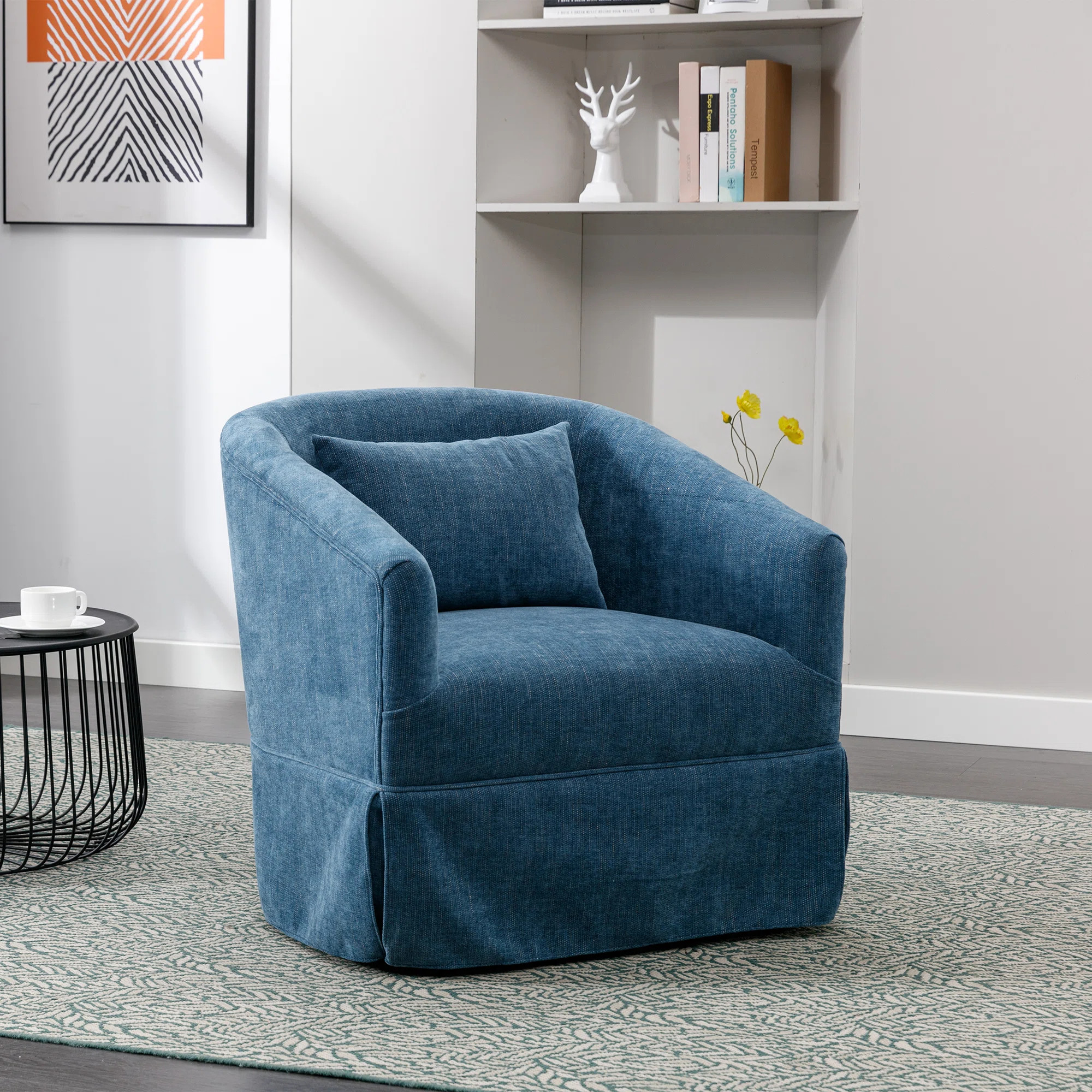 Brayden Studio® 360° Swivel Accent Armchair with Plump Pillow Upholstered Comfy Sofa Chair & Re... | Wayfair North America