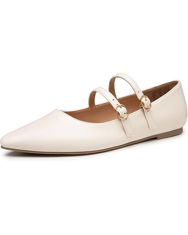 Trary Flats for Women Closed Pointed Toe Mary Jane Shoes Women Comfortable Slip on Ballet Flats D... | Amazon (US)