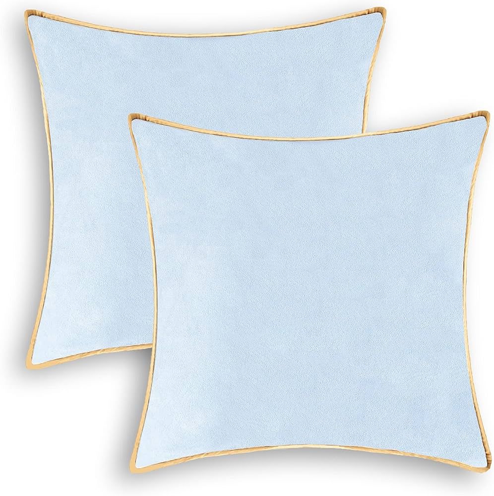 CaliTime Throw Pillow Covers Pack of 2 Super Soft Faux Suede Gold Piping Edge Accent Cushion Case... | Amazon (US)