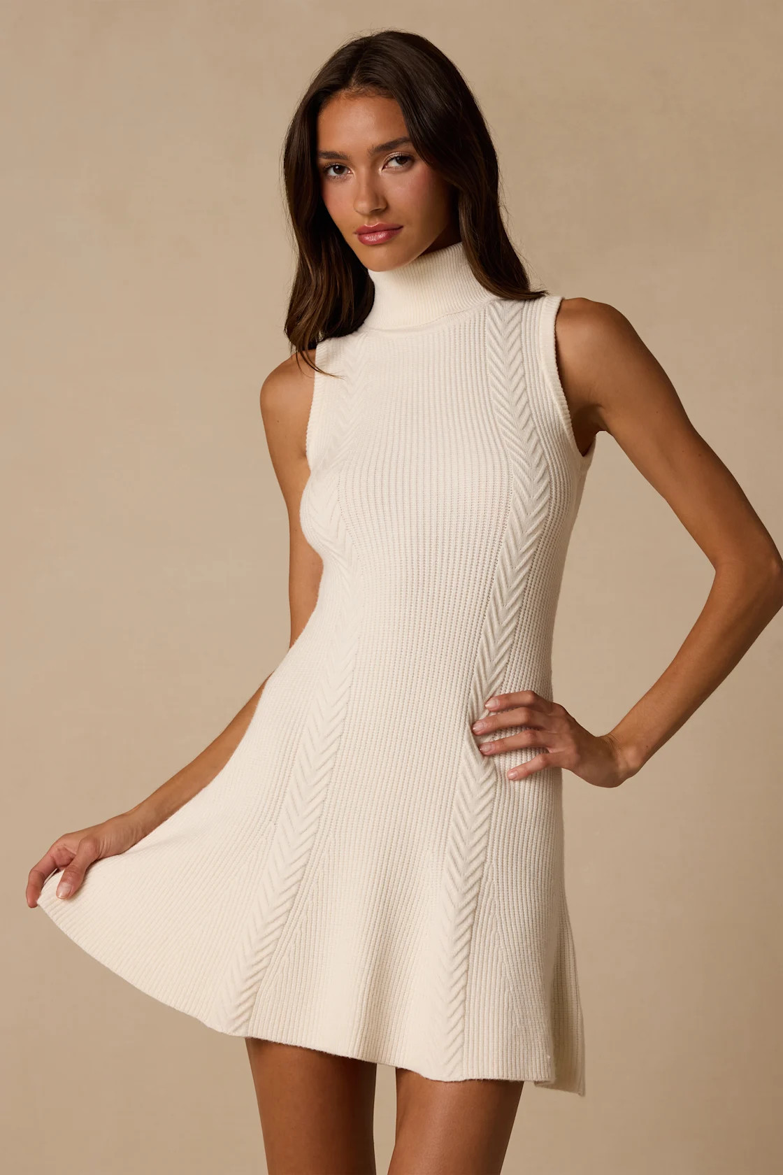 Selene Ivory Turtle Neck Sweater Mini Dress | Lulus