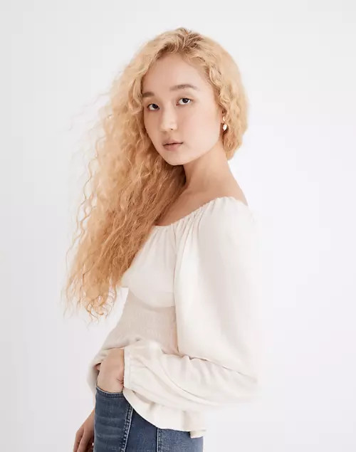 Plush Square-Neck Smocked Top | Madewell