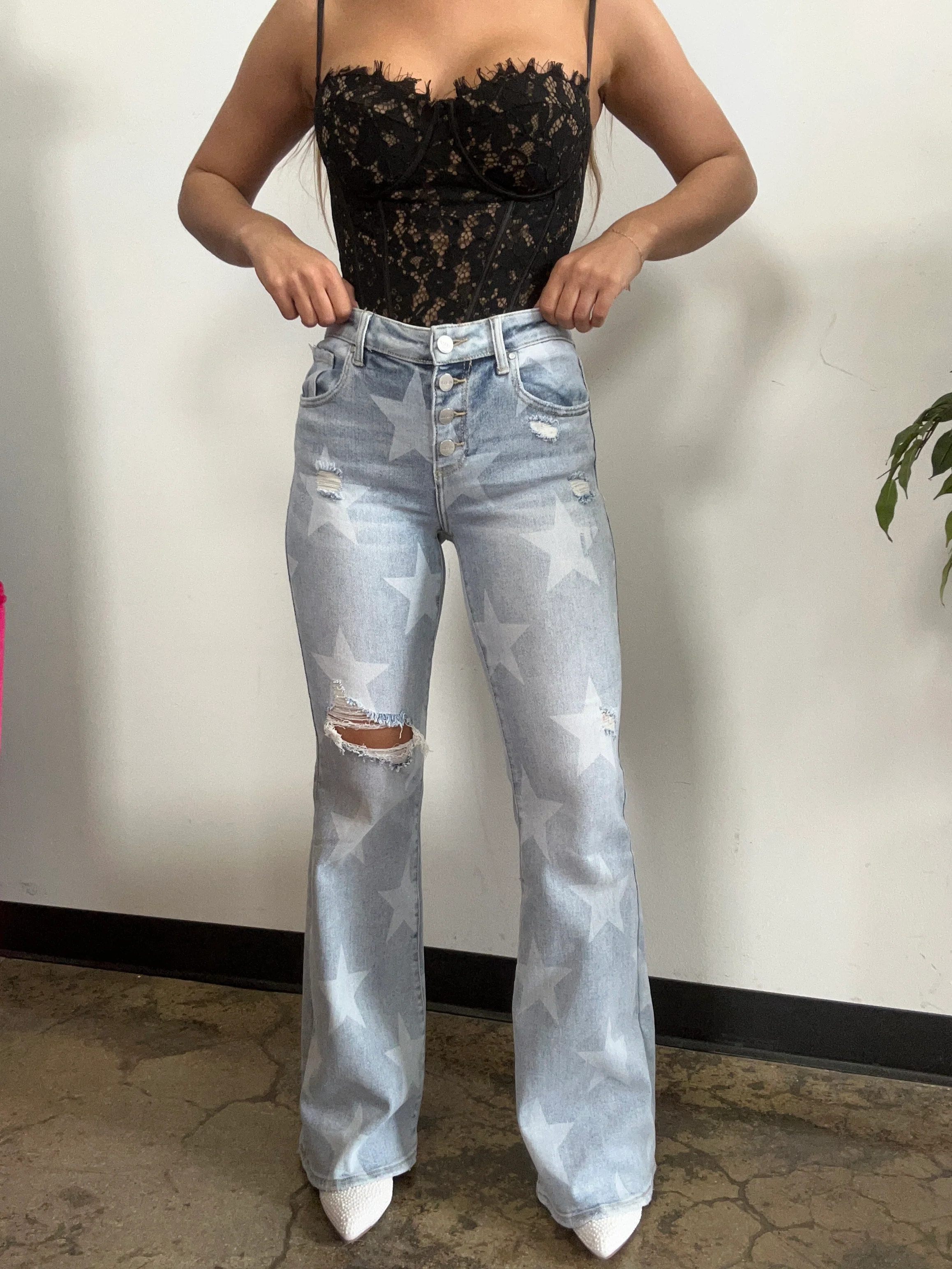 Under The Stars Mid-Rise Flare Jeans | Willow Boutique