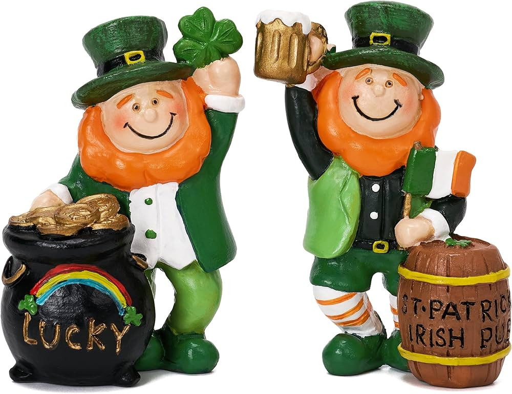 Valery Madelyn St Patricks Day Leprechaun Figurine Home Decor, 2 Pcs Irish Luckly Tiered Tray Dec... | Amazon (US)
