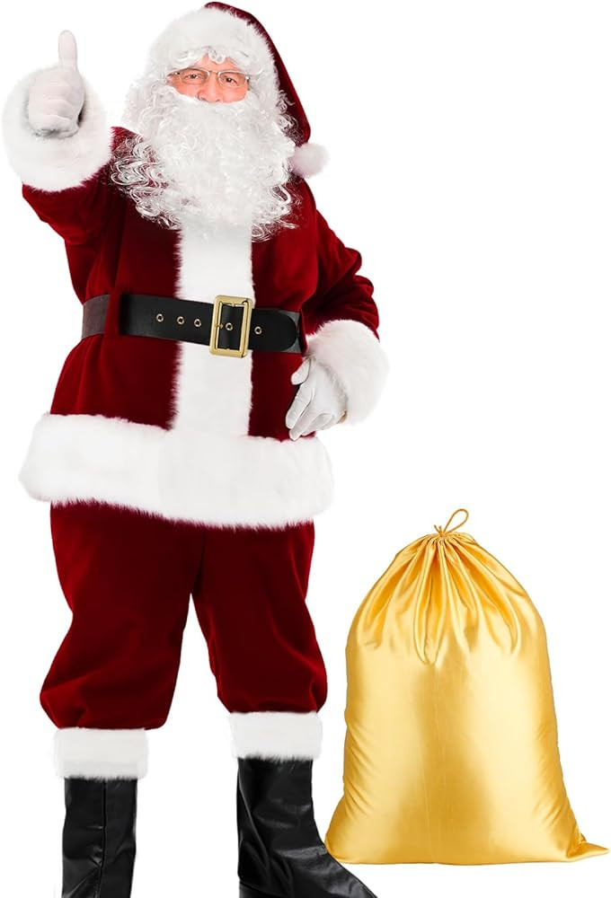 SHEJIZE Santa Claus Costume for Men Santa Costume Santa Suit Adults Men Santa Outfit | Amazon (US)