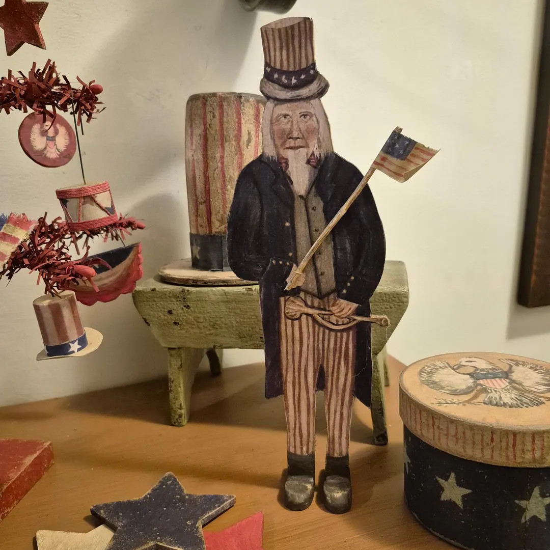 Primitive Hand Painted Uncle Sam Standing Wooden - Etsy | Etsy (Global)