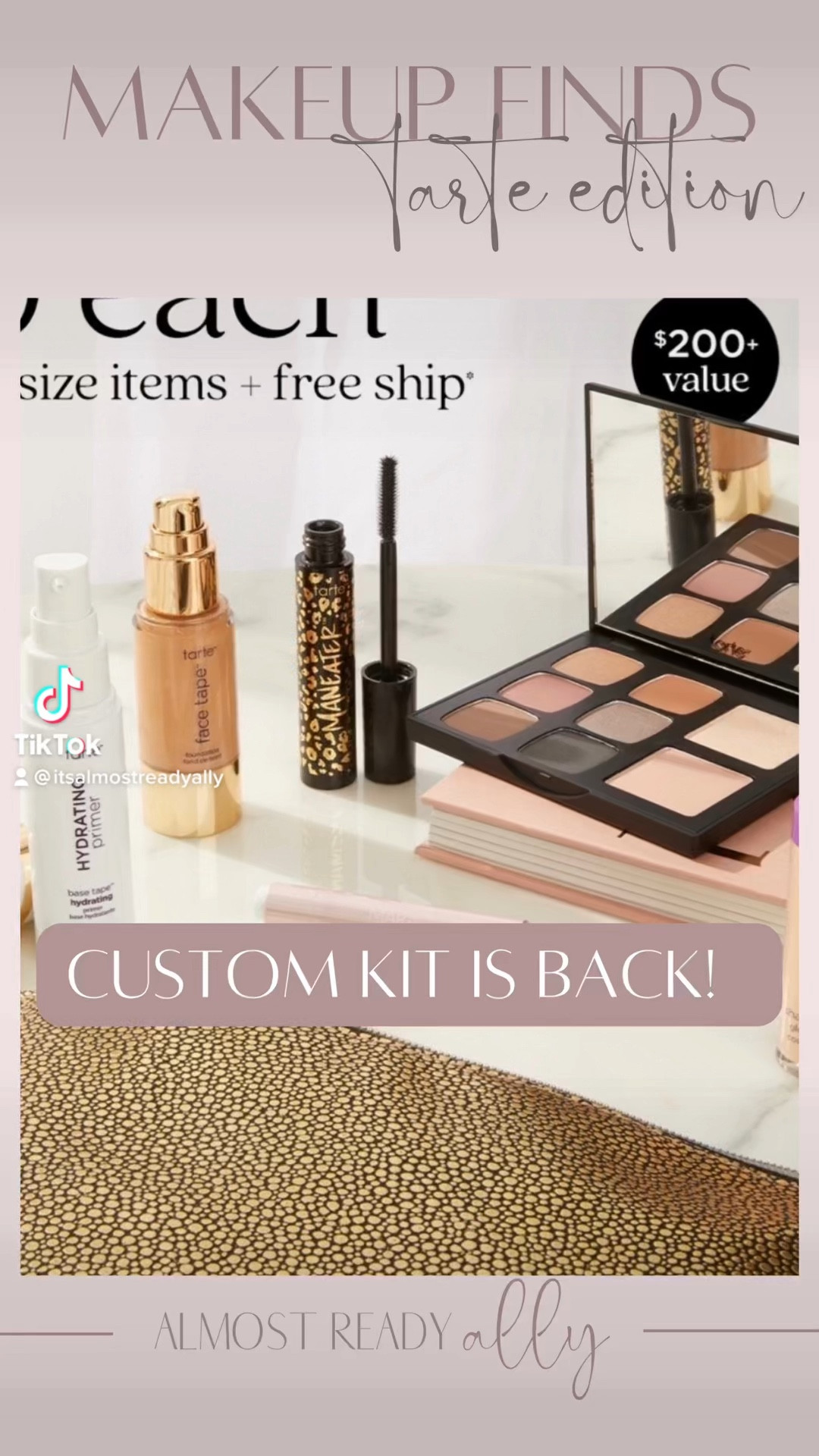 💜ITS BACK! 💜

The biggest beauty sale of the season is here…and @tartecosmetics custom kit is BACK!!! 
For the next 4 days, you can score 7 full-size tarte™ products for just $65 – a $200+ value! Oh and did I mention FREE SHIPPING? 😱🤩💜

You Just choose a makeup bag & fill it with your absolute faves to fill your custom kit!
but hurry, quantities are limited & will sell out!
Shop now until Friday the 28th!
Limited time only & 3 kits per order
Here’s how it works:
1. Pick 6 full-size products—1 from each category: lip, cheek, eye, complexion, prep & set, and mascara
2. Choose a makeup bag
3. Check out & get excited for your #glammakeup

Use the link below or in stories! 

https://actv.at/Xbk/89797

#tartecosmetics #tartelette #eyelovetarte #tarte #makeup #makeupoftheday #makeupideas #makeuplover