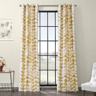 Exclusive Fabrics & Furnishings Triad Gold Grommet Printed Room Darkening Curtain - 50 in. W x 12... | The Home Depot