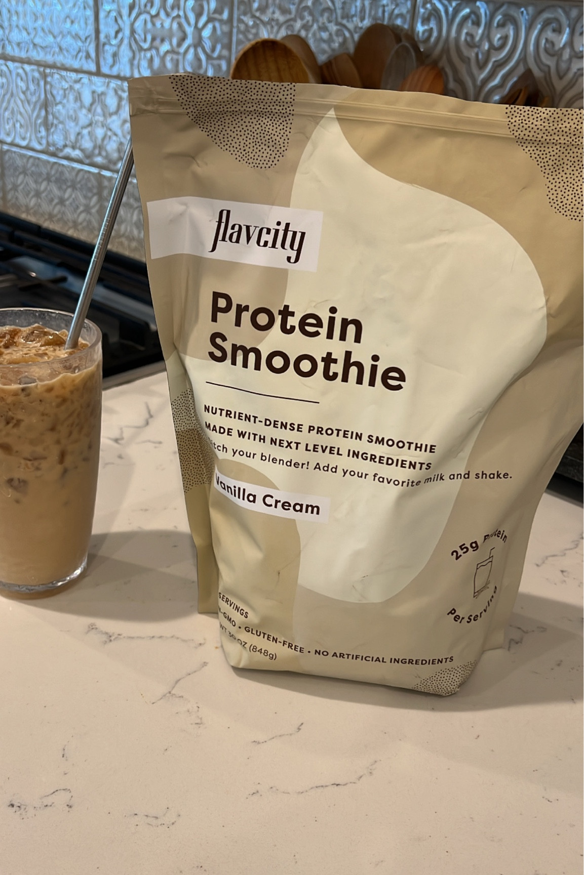 FlavCity Vanilla Protein Smoothie Whey Protein Powder Gluten Free