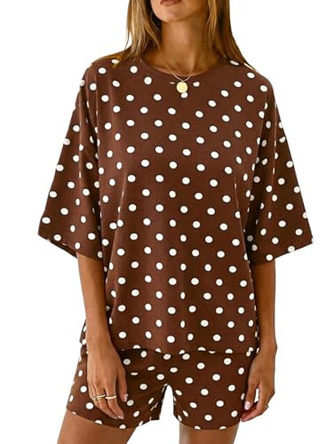 Tankaneo Womens Pajama Sets 3/4 Sleeve Oversized Tops & Loose Fit Shorts Lounge Set with Pockets Loungewear | Amazon (US)