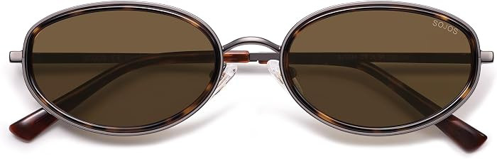SOJOS Trendy Oval Polarized Sunglasses for Women Men, 80s 90s Chic Retro Vintage Sunnies SJ1248 | Amazon (US)