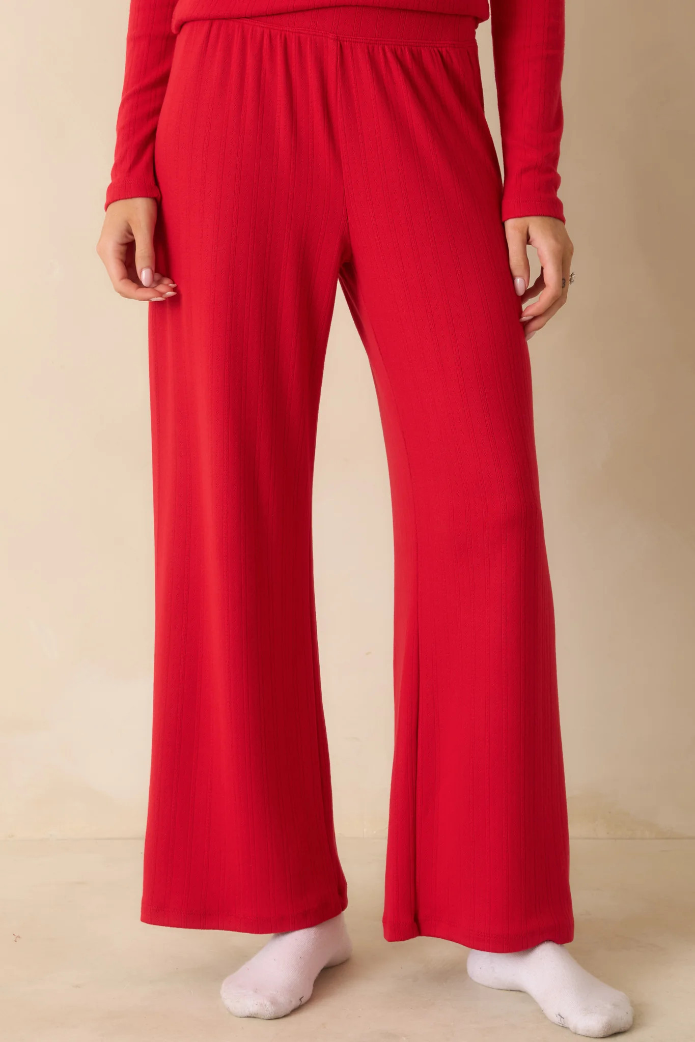 Z Supply Festive Red Luxe Pointelle Pants | Red Dress
