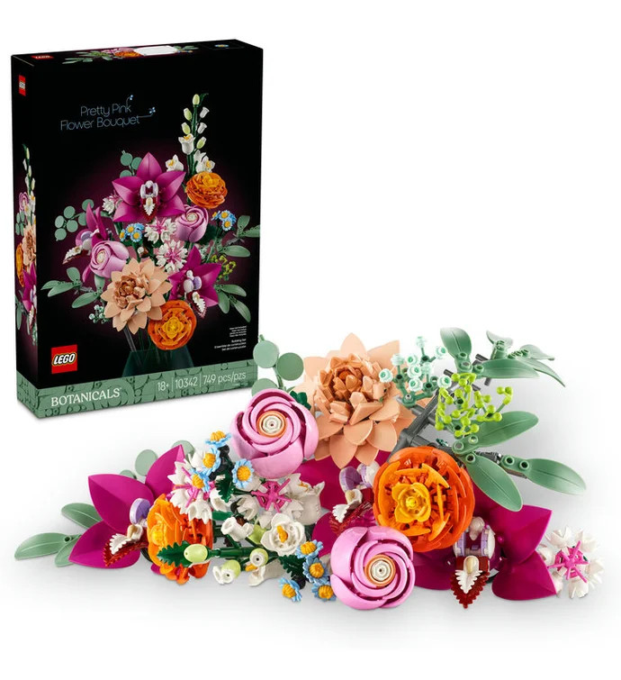 LEGO Botanicals Pretty Pink Flower Bouquet Floral Decor 10342 | 1800flowers.com
