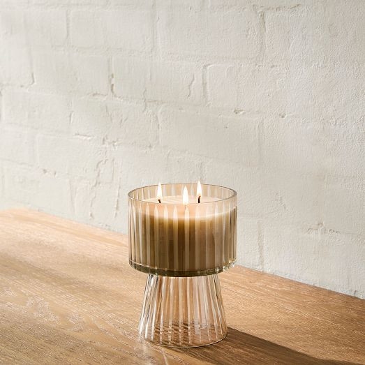 Luster Glass Pedestal Candles &ndash; Iced Elm &amp; Bergamot | West Elm (US)