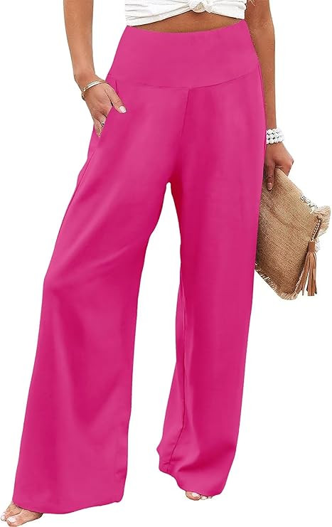 Women's Palazzo Lounge Pants Casual Wide Leg Pants High Waist Flowy Toursers with Pockets | Amazon (US)