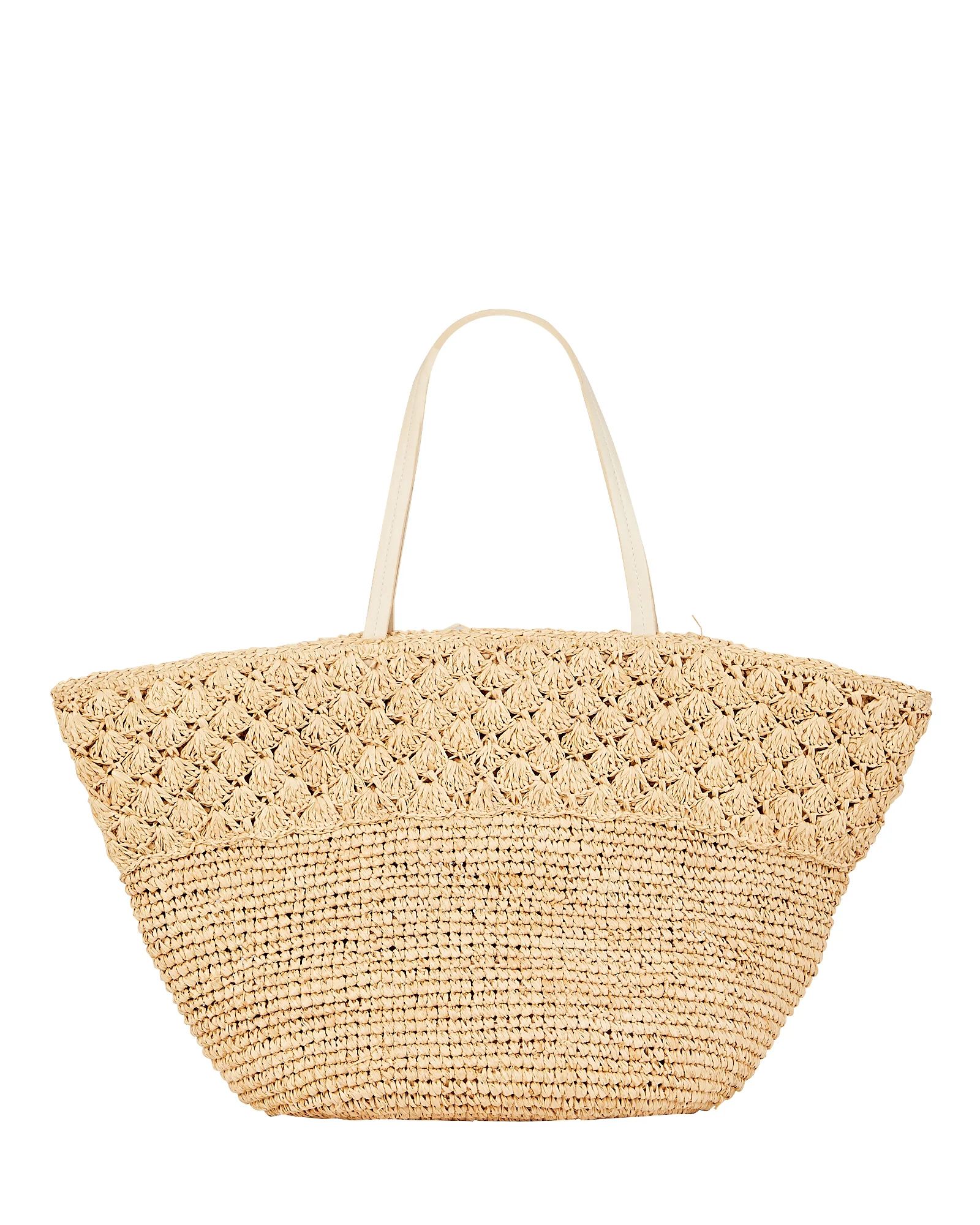 Sera Leather-Trimmed Raffia Tote | INTERMIX