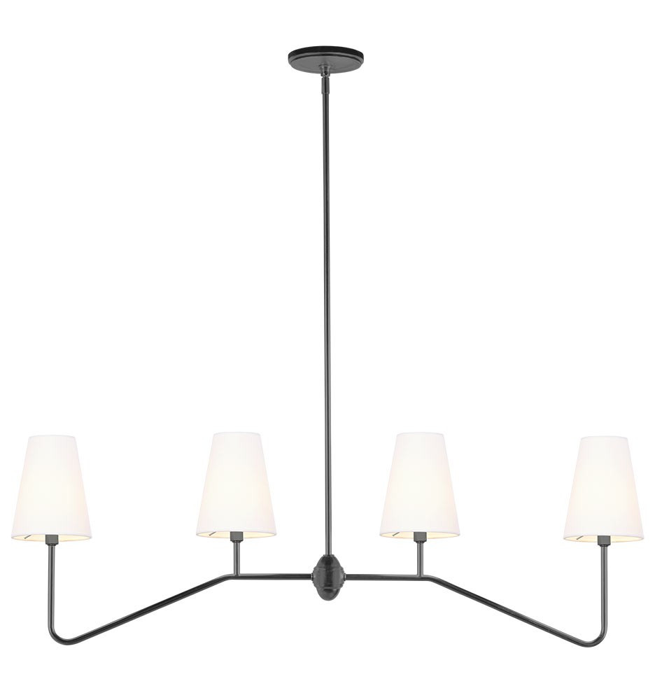 Berkshire Linear Pendant with White Linen Shades | Rejuvenation