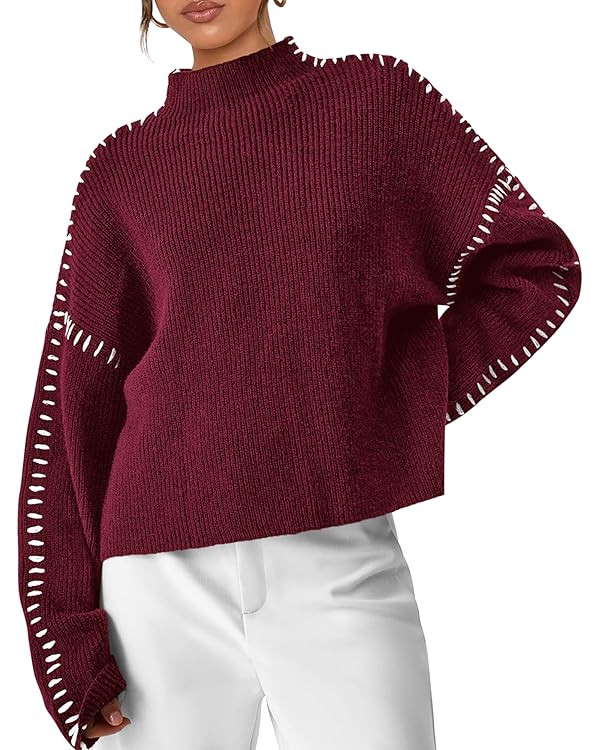 PRETTYGARDEN Women's Chunky Knit Sweaters 2025 Fall Long Sleeve Mock Neck Oversized Pullover Tops... | Amazon (US)
