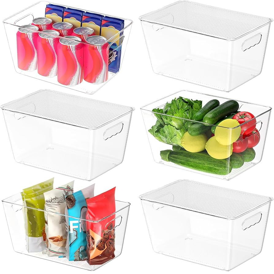 BALEINE Clear Stackable Storage Bins with Lids, Plastic Containers with Handle for Pantry Organiz... | Amazon (US)