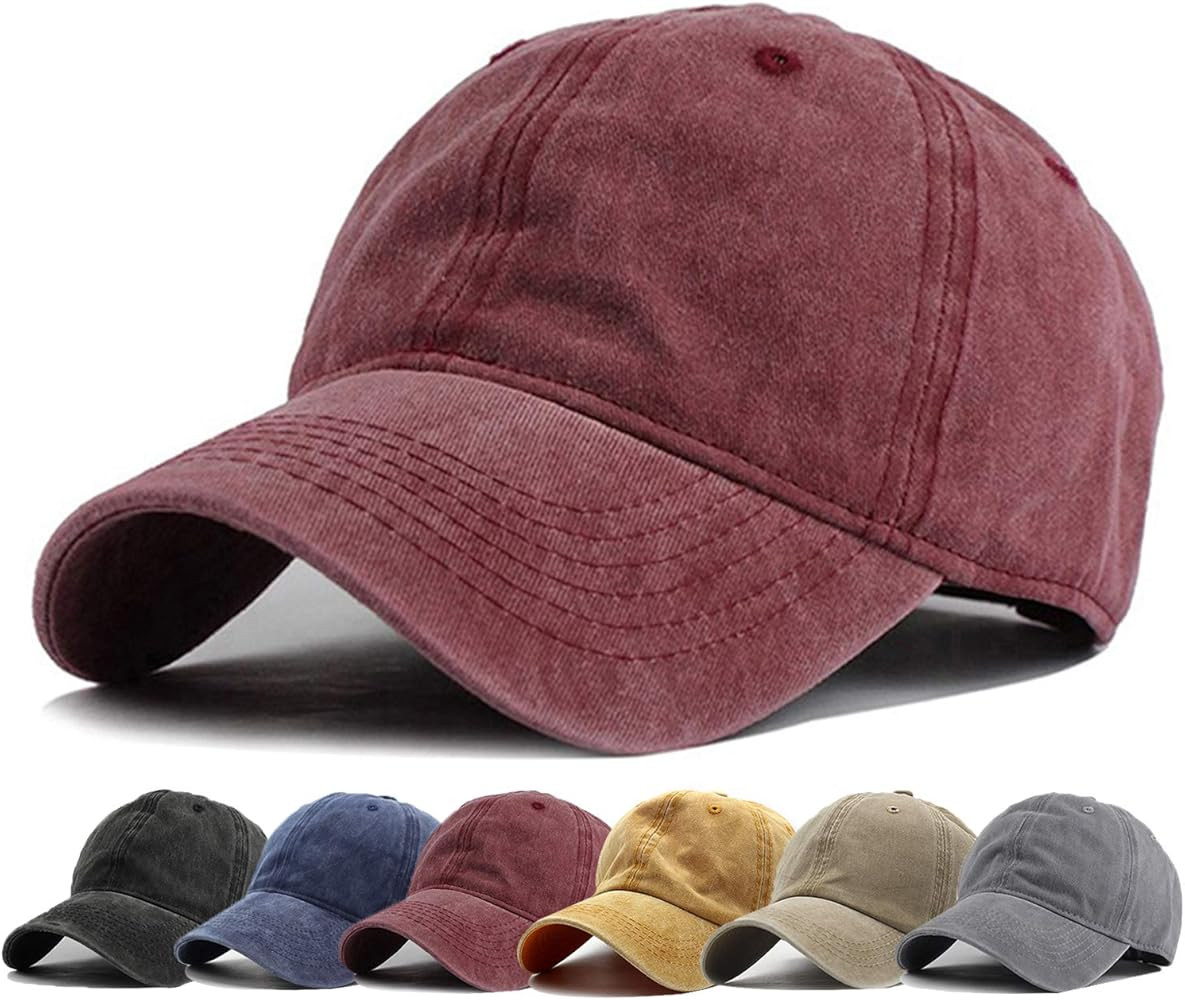 HH HOFNEN Men Women Washed Distressed Twill Cotton Baseball Cap Vintage Adjustable Dad Hat | Amazon (US)