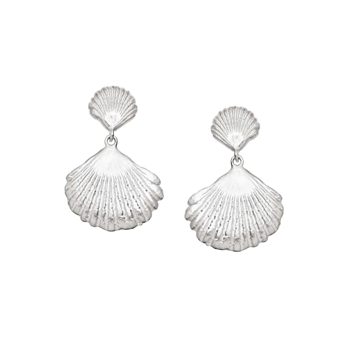 Double Shell Earrings Sterling Silver | Daisy London Jewellery