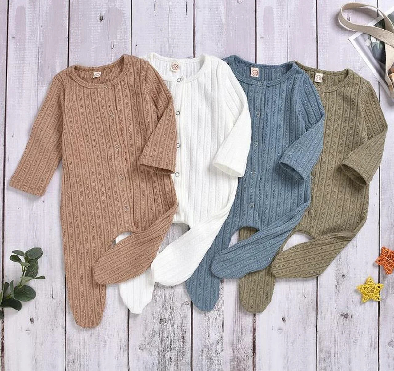 Baby Gender Neutral Knit Footie Pajamas with Snap Closure and Plaid Detail | Walmart (US)