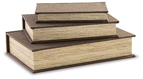 Signature Design by Ashley Jolina Vintage 3 Piece Faux Book Keepsake Storage Box Set, Brown | Amazon (US)