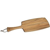 Lipper International Teak Wood Paddle Board with Beveled Edges and Leather Tie for Charcuterie, Hors | Amazon (US)