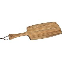 Lipper International Teak Wood Paddle Board with Beveled Edges and Leather Tie for Charcuterie, Hors | Amazon (US)
