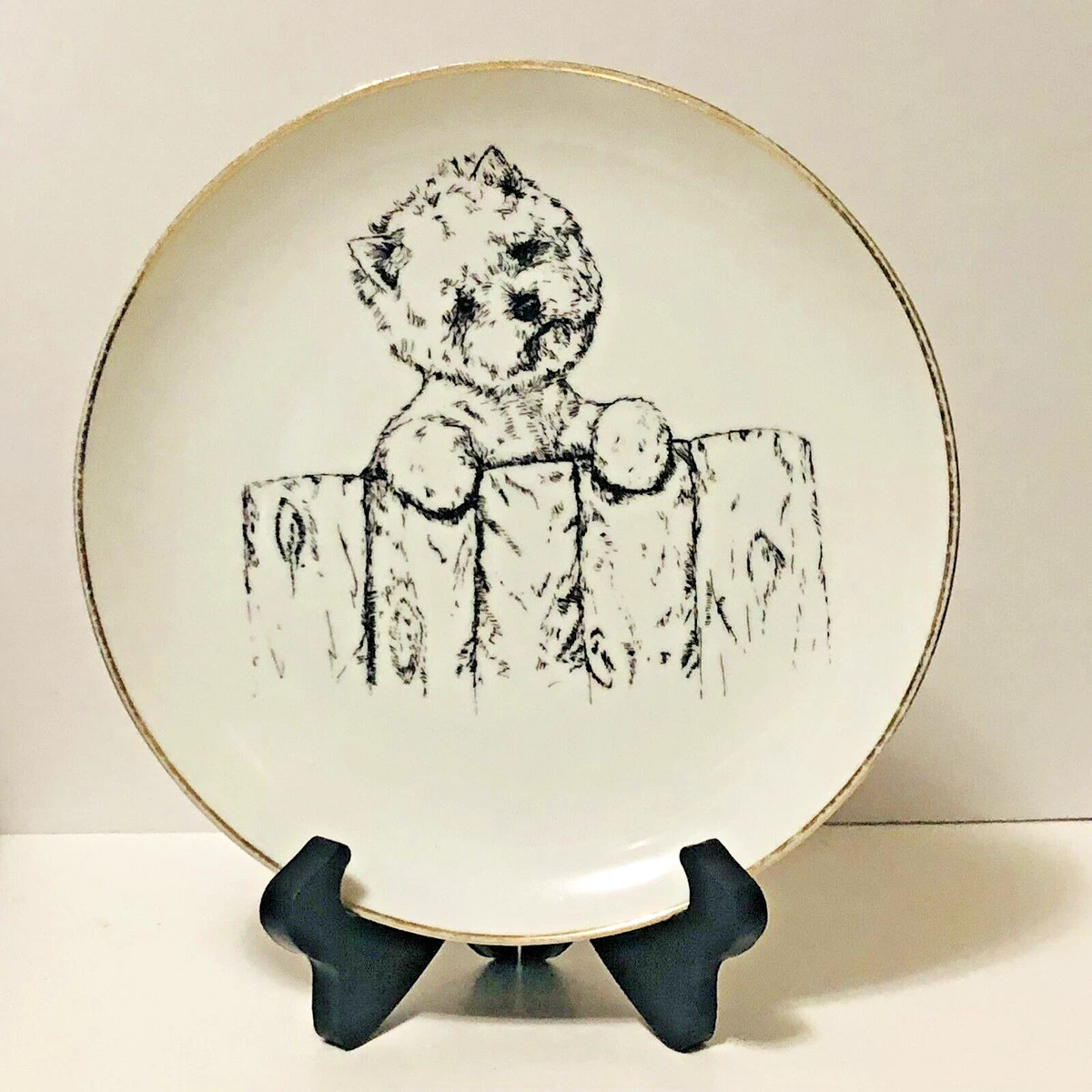 West Highland Terrier Dog Collector Plate Westie by Diane Orange Gold Trim | eBay US