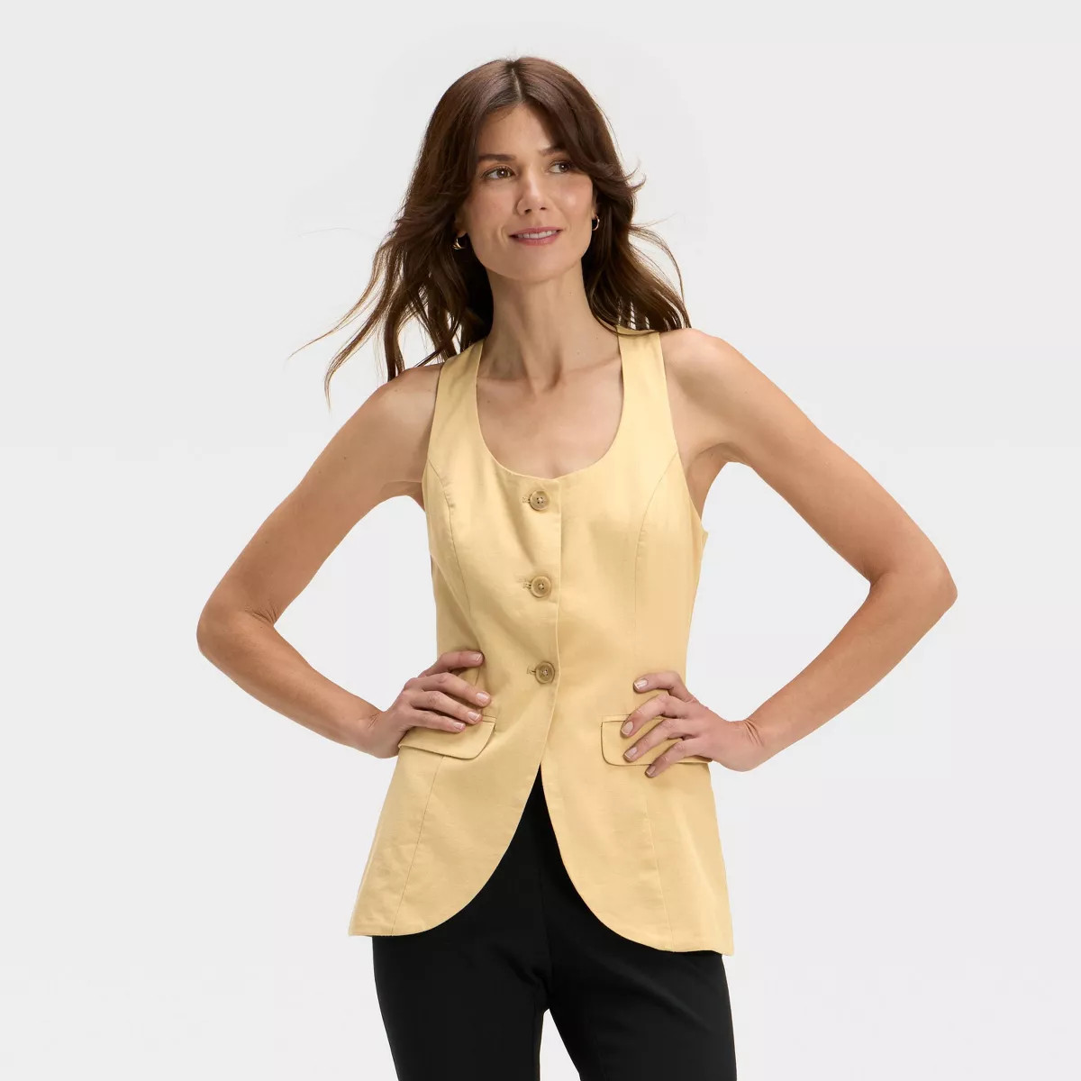 Women's Linen Blend Vest - A New Day™ | Target