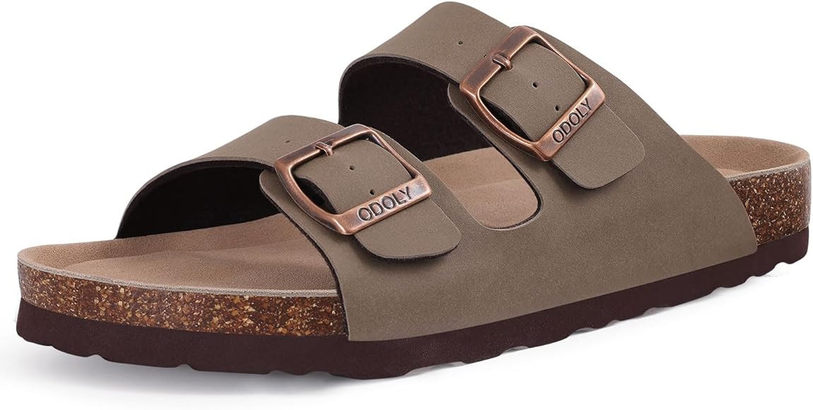 Women's Cork Footbed Slide Sandal, Arch Support Summer Outdoor Sandals with Adjustable Buckle | Amazon (US)
